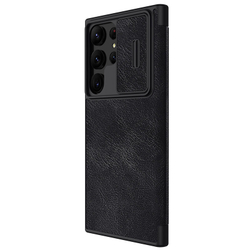 Кожаный чехол книжка от Nillkin для Samsung Galaxy S23 Ultra, серия Qin Pro Leather с защитной шторкой для камеры