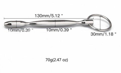 Металлический уретральный плаг с кольцом-ограничителем (Цвет: серебристый)
