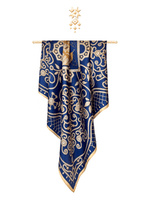 Платок «Жемчужное шитье» 100% шелк, сапфир