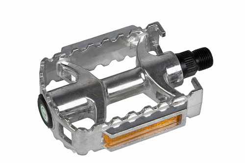 Педали MX-P881, ось 9/16" со светоотражателями, алюминиевые серебристые