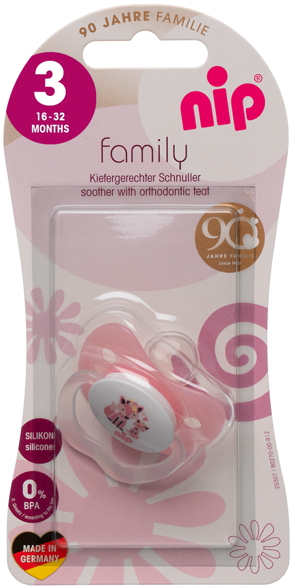 Пустышка силиконовая NIP "Family" 1 шт. лиса размер 3