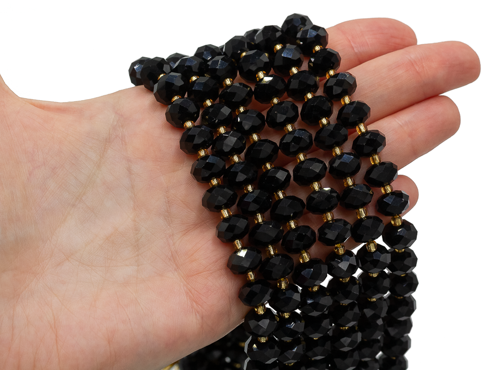 Бусины из черного агата 10х7мм, рондель (10 шт)