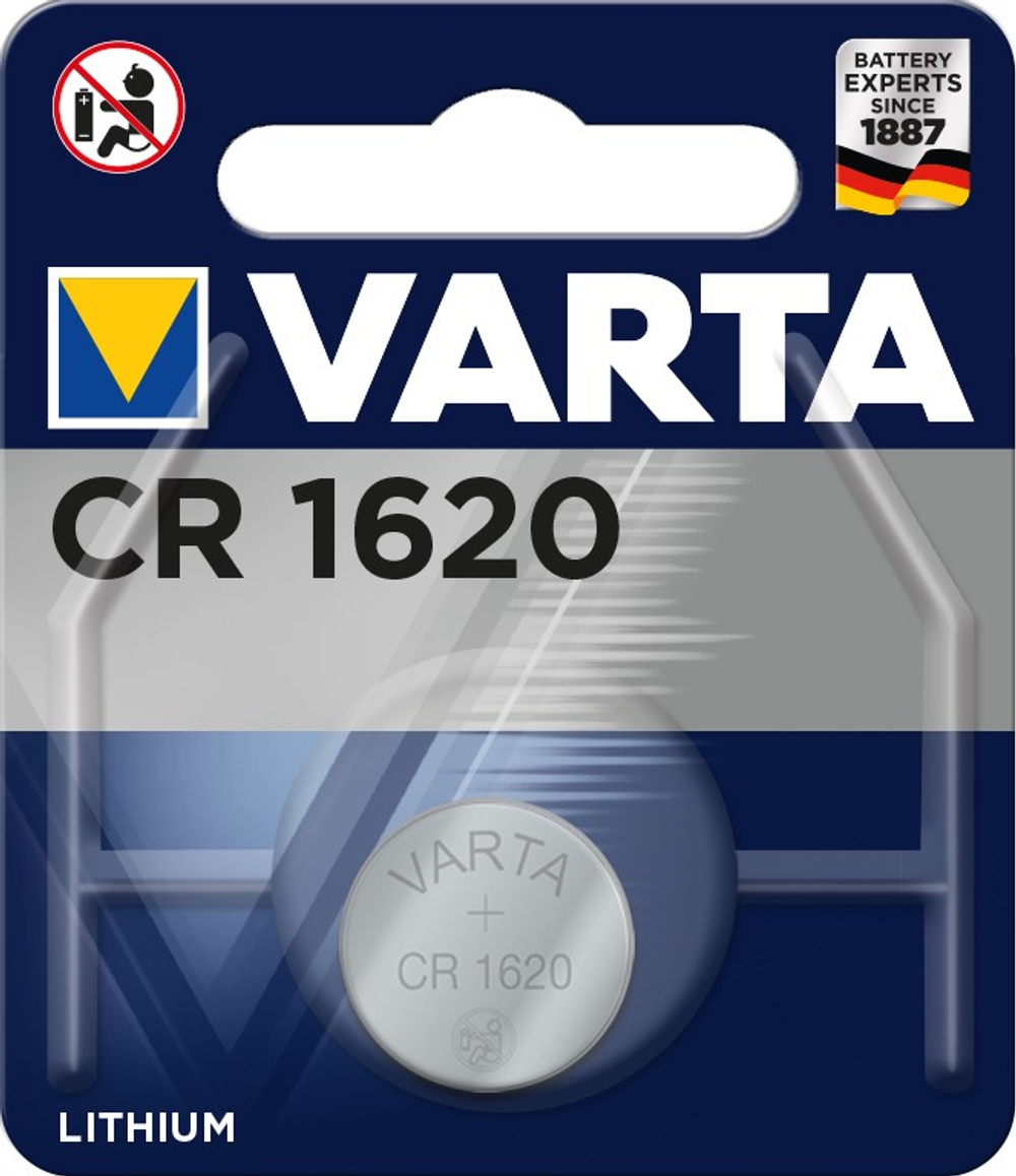 Батарейка Varta Lithium Coin  CR1620 , 70 mAh , ( 1 ) шт. в блистере, 06620101401