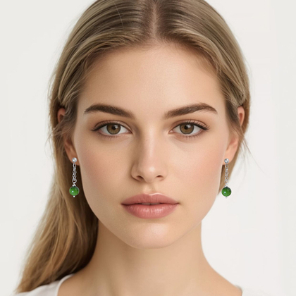 Серьги-гвоздики с нефритом