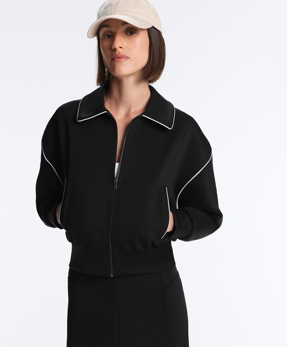 Oysho Куртка с эффектом неопрена без капюшона, черный