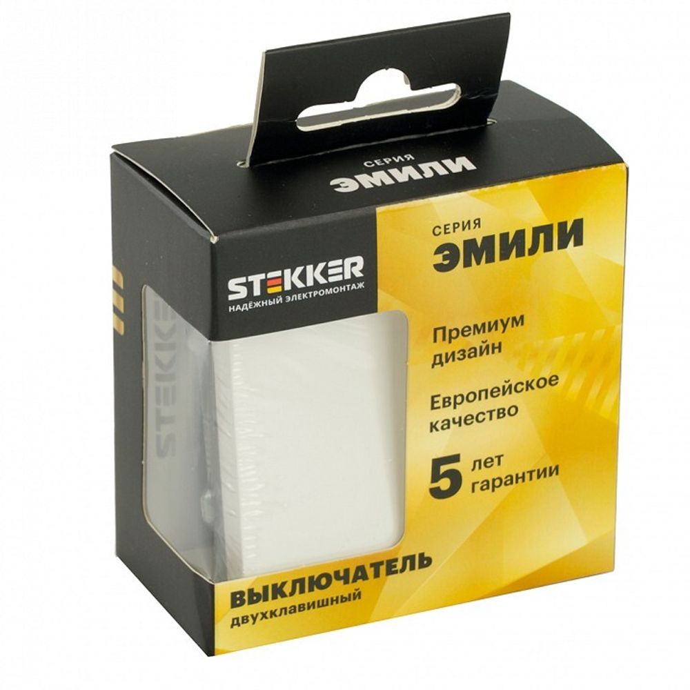 Выключатель двухклавишный без рамки Stekker Эмили 49866