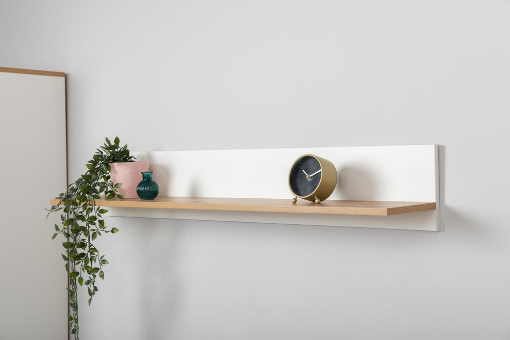 Полка 16.484 Остин Белый шагрень, Дуб Золотой