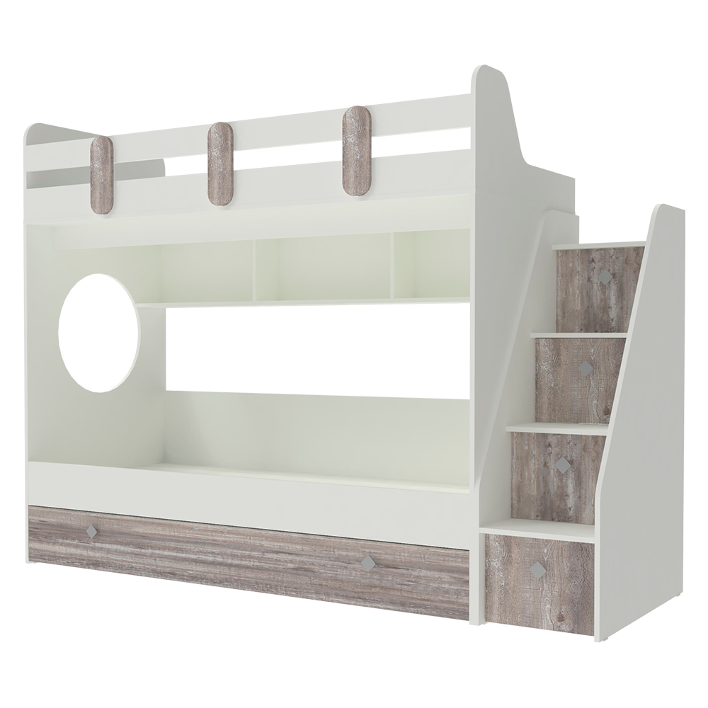 Кровать двухъярусная КарИВи Фортуна-3 Белый  Бетон