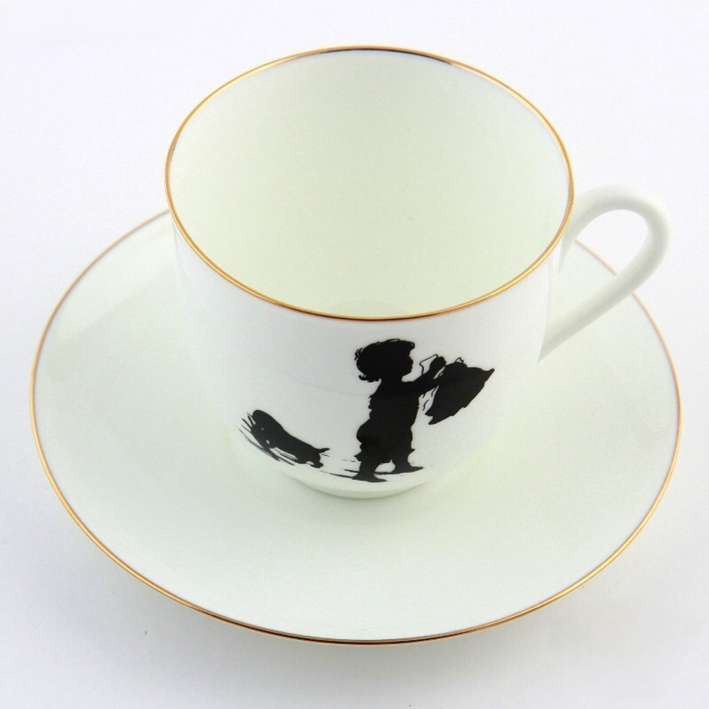 Чашка с блюдцем кофейная ф. Ландыш рис. Силуэты. Хлопоты. арт. 81.15709.00.1