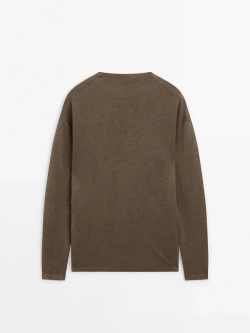 Massimo Dutti Льняной свитер с круглым вырезом, норка