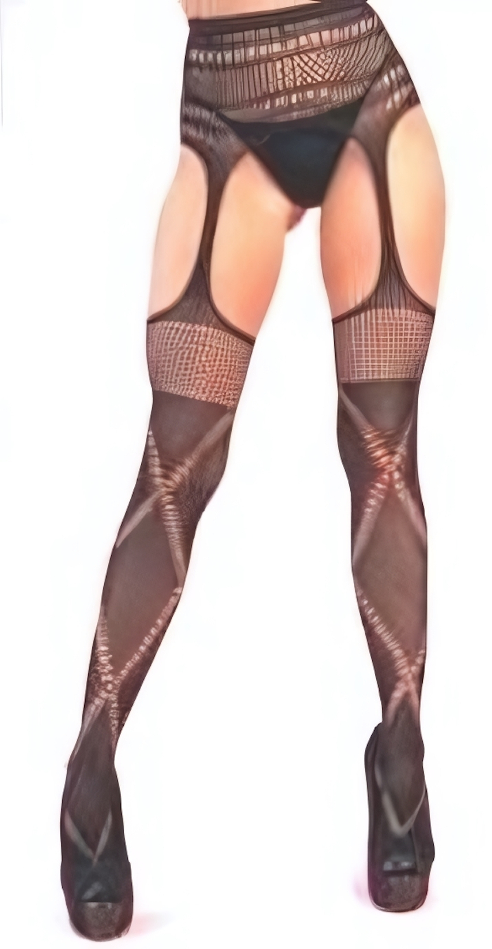 Чулки с поясом Amor El черные S/L