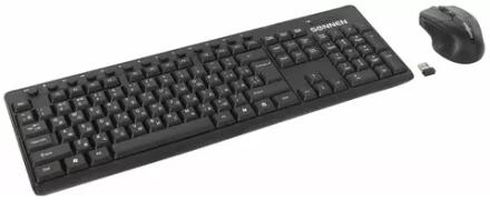 Набор беспроводной SONNEN K-648, клавиатура 117 клавиш, мышь 4 кнопки 1600 dpi, черный,