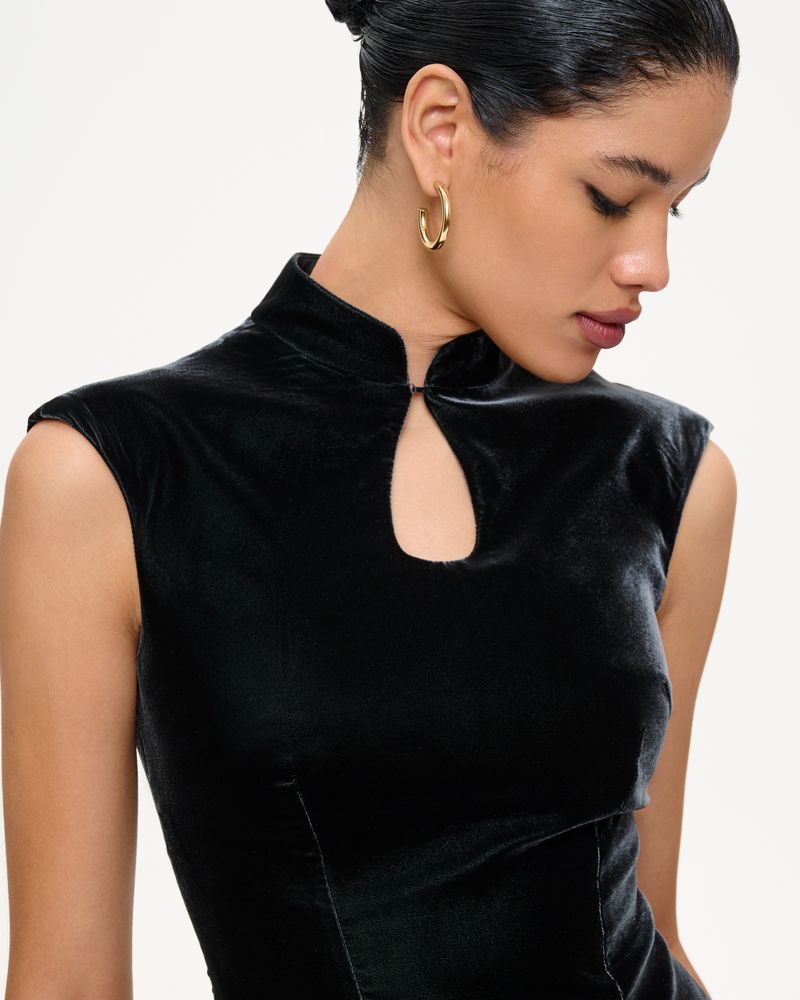 Топ-ципао из бархата с открытой спиной на шнуровке