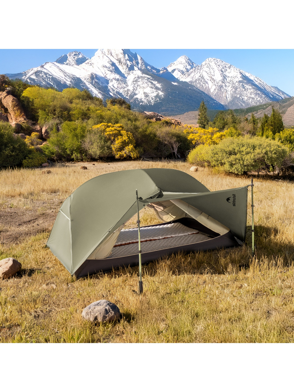 Палатка Naturehike Mongar PRO 3-местная, алюминиевый каркас, олива (зеленая)