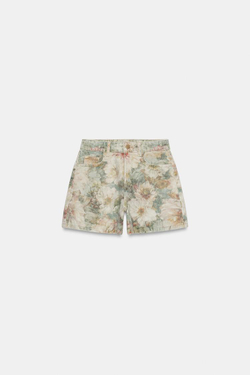 ZARA ШОРТЫ Z1975 СО СРЕДНЕЙ ПОСАДКОЙ И ЦВЕТОЧНЫМ ПРИНТОМ, РАЗНОЦВЕТНЫЙ