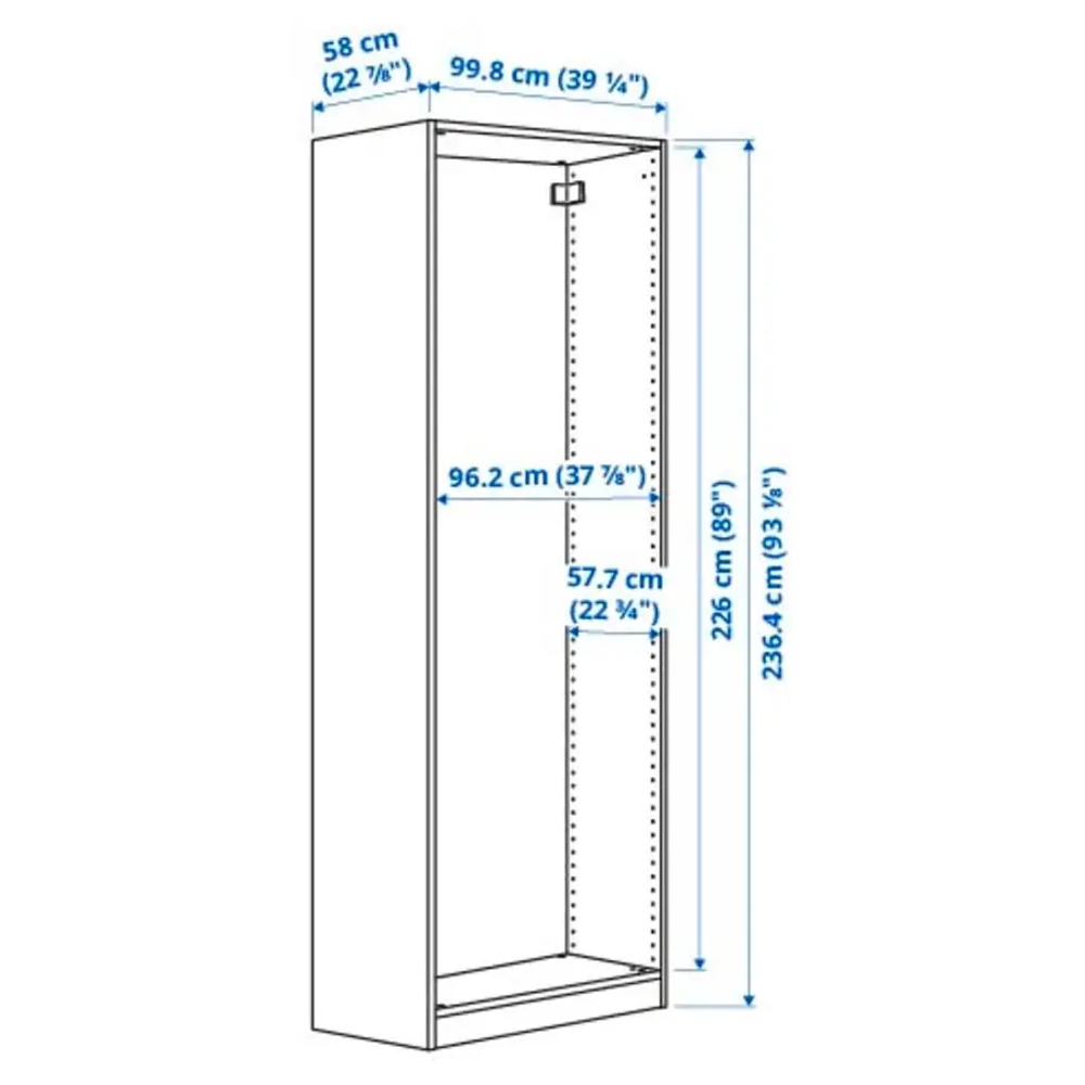 Каркас гардероба - IKEA PAX, 100x58x236 см, темно-серый ПАКС ИКЕА