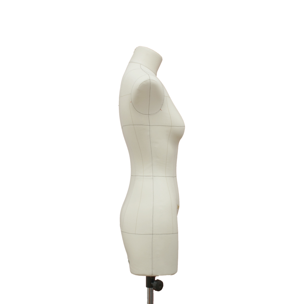 Манекен портновский Моника торс, тип фигуры Прямоугольник, вид сбоку, комплект Про, размер 44, цвет бежевый.