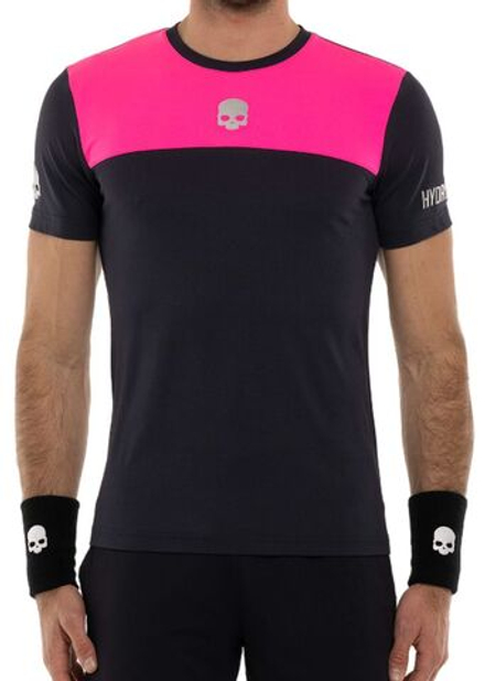 Мужская теннисная футболка Hydrogen Tennis Block Color Tech T-Shirt - blue navy/fuchsia fluo