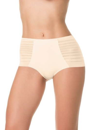 Высокие трусики-слипы с полосками по бокам (Размер: XL) (Цвет: бежевый)