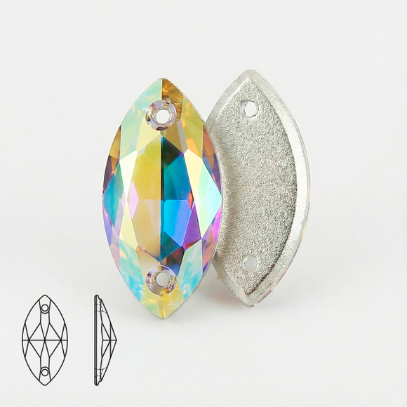 Стразы Navette Crystal AB