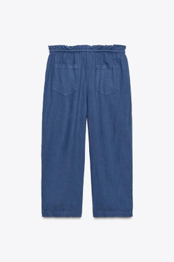 ZARA БРЮКИ ИЗ ЛЬНЯНОЙ ТКАНИ — ZW COLLECTION, ИНДИГО