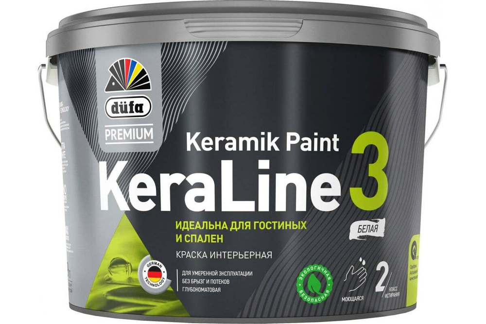 Краска для стен и потолков Dufa Premium KeraLine Keramik Paint 3 глубокоматовая прозрачная база 3