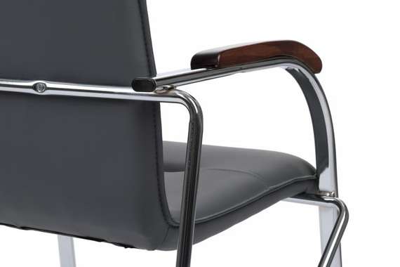 Стул Самба с деревянными подлокотниками SMB-02H Хром гальв. Серый