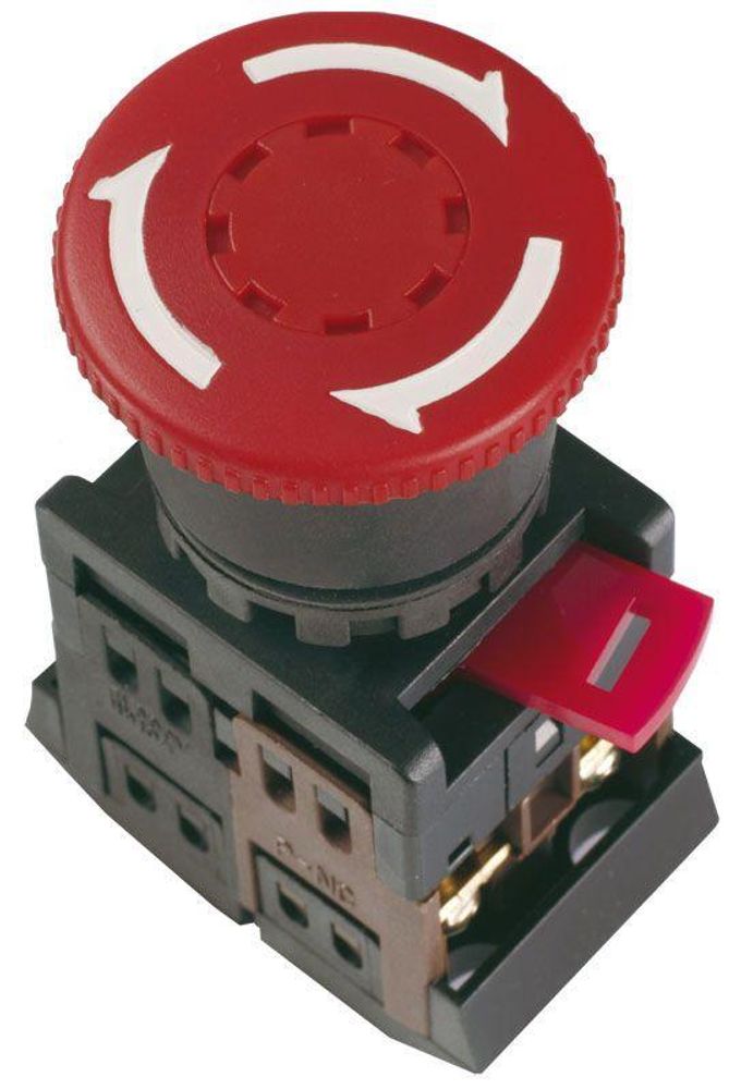 Кнопка &quot;Грибок&quot; AE-22 d22мм 1з+1р 240В с фиксацией красн. IEK BBG10-AE-K04