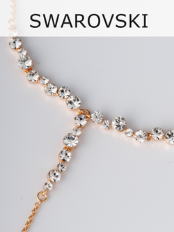 Слейв-браслет Лика на руку с кольцом и камнями Swarovski
