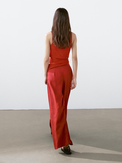 Massimo Dutti Струящиеся брюки с защипами, оранжевый