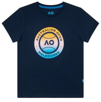 Футболка для девочки теннисная Australian Open Round Logo - небесный