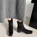 XIAOAJUE Top Grain Cow Leather Ankle Boots 4.5cm Women"s