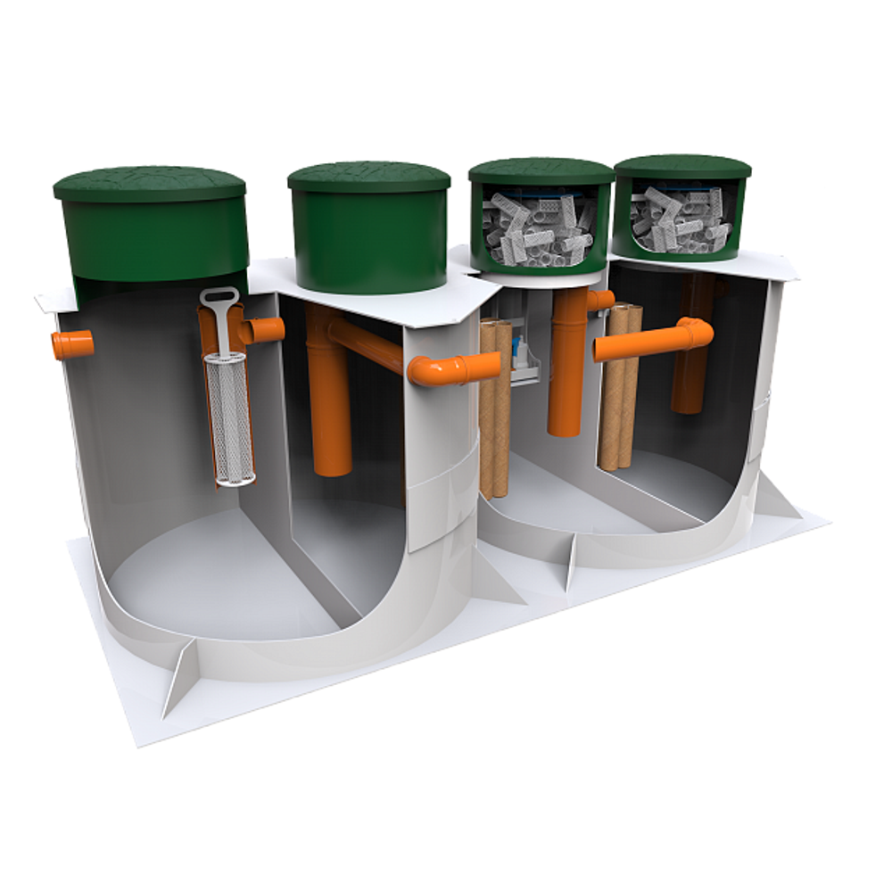 Станция биологической очистки Коло Веси Kolo Vesi 30/ 6000 л. в сутки / до 30 чел. / самотечный сброс (2000x4000x2081см;520кг;) - арт.560171