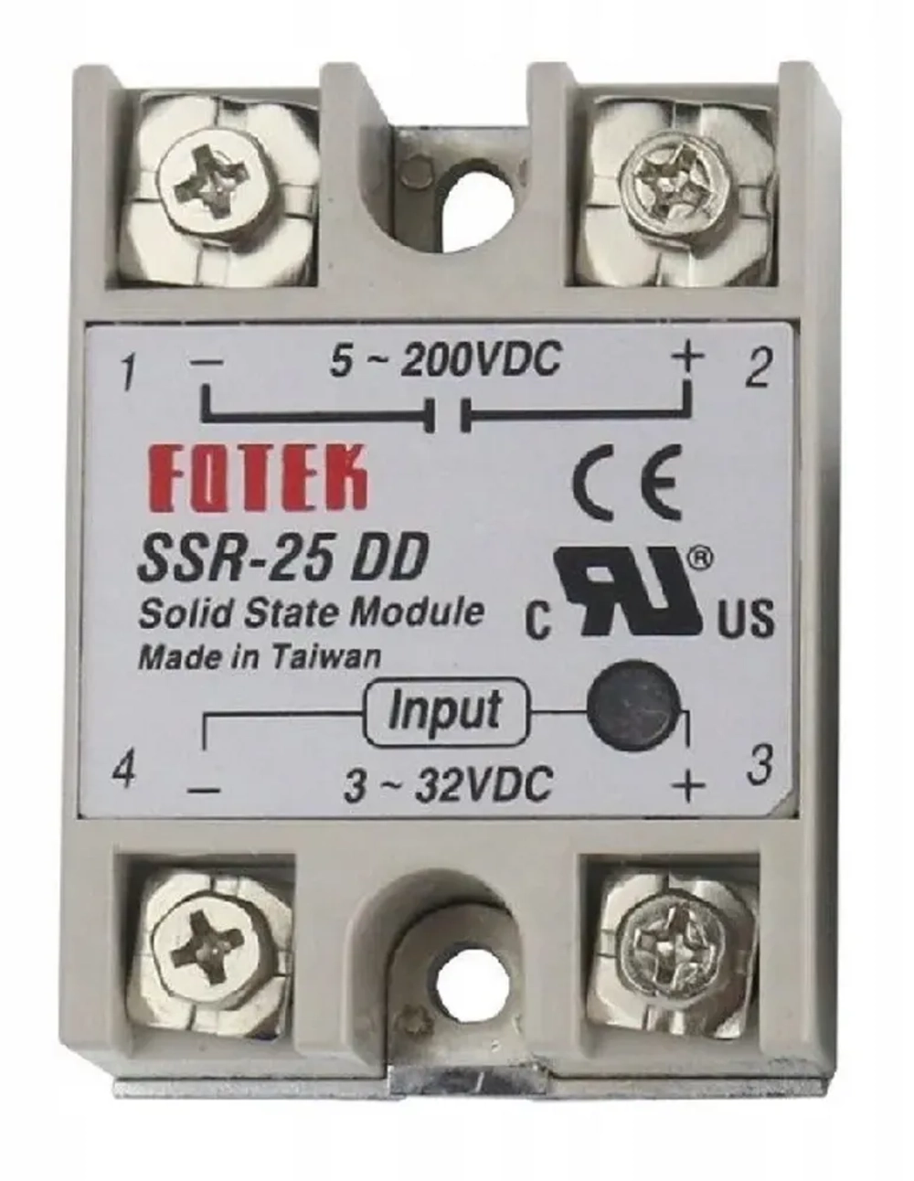 Твердотельное реле SSR-25DD (25A 5-200VDC, управление от 3 - 32VDC)