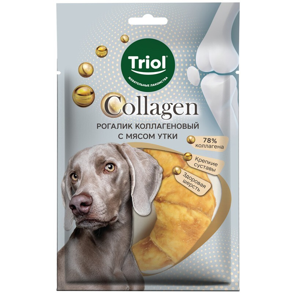 Лакомство для собак «Рогалик коллагеновый с мясом утки», 80г серия COLLAGEN Triol