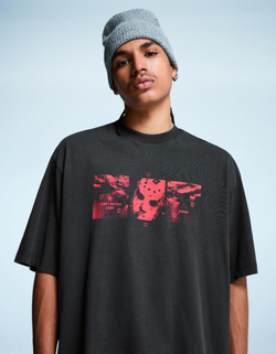 BERSHKA Футболка с принтом Friday the 13th, серый