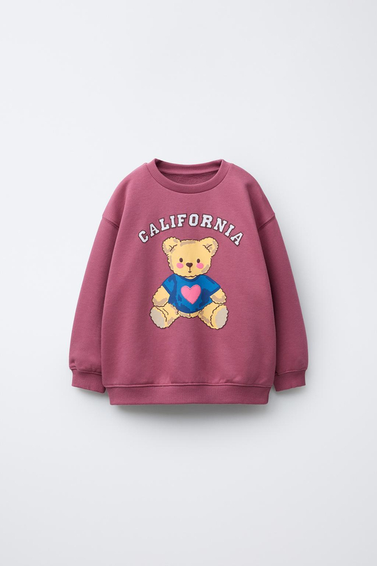ZARA ТОЛСТОВКА С РЕЛЬЕФНЫМ ПРИНТОМ, МАЛИНОВЫЙ