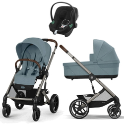 Коляска Cybex Balios S Lux TPE complete Aton B2 Volcano Black 3 в 1 Stormy Blue с дождевиками