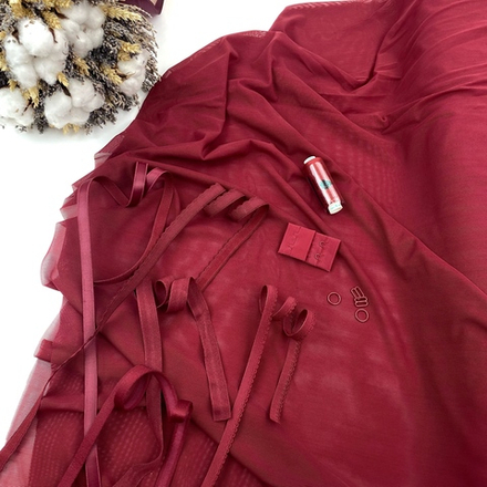 Набор из сетки бордовый однотонный