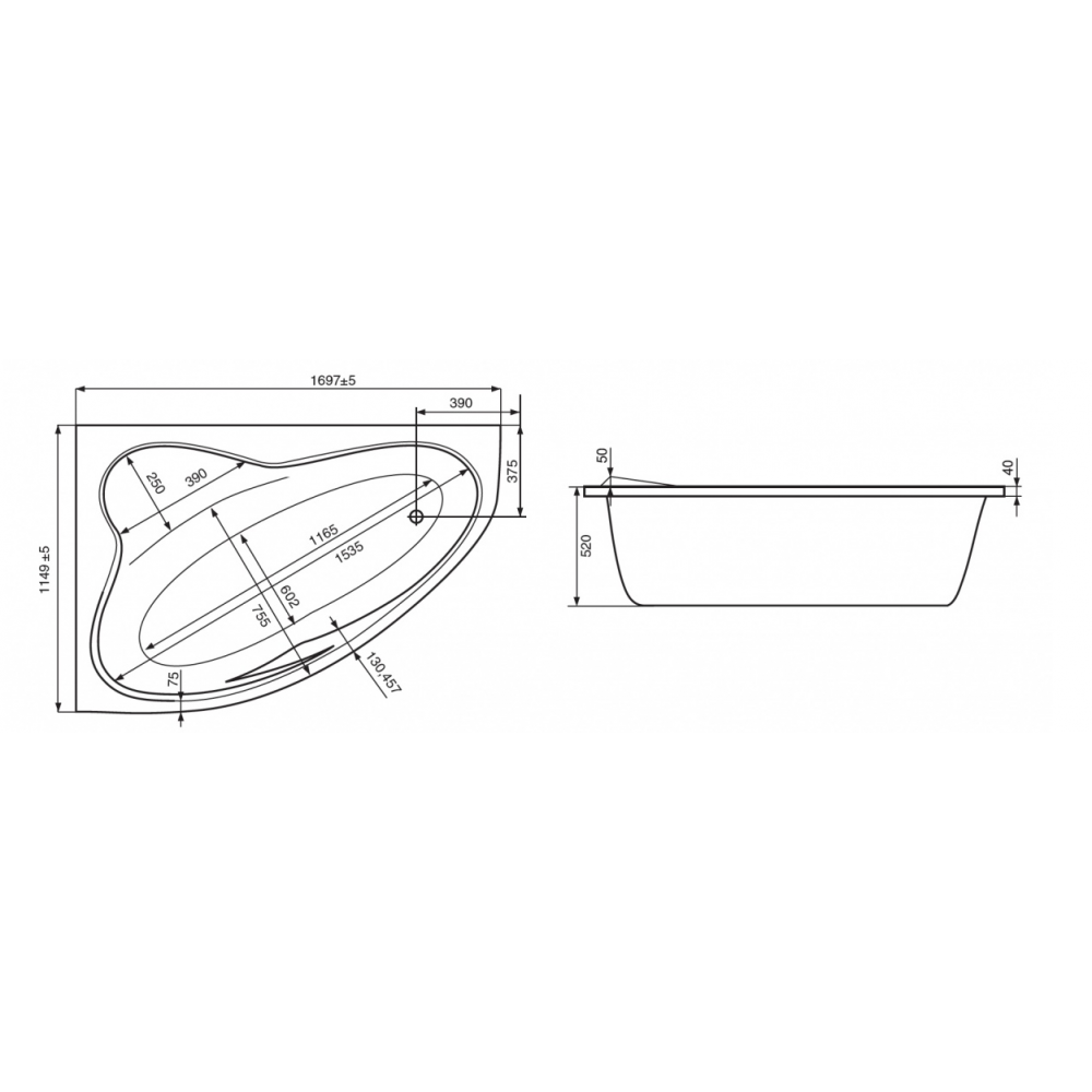 Акриловая ванна Roca Welna L ZRU9302997, 160x100, белая левосторонняя