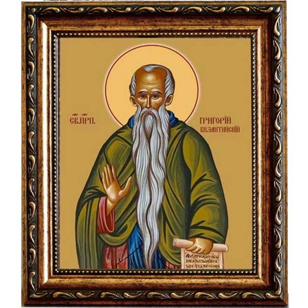 Григорий (Дримис) Византийский, Святогорец, Афонский, преподобный. Икона на холсте.