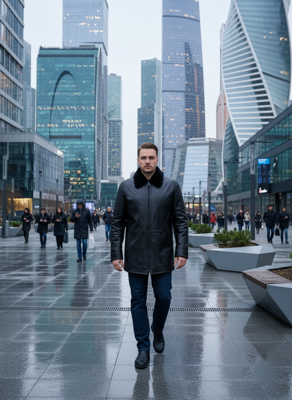 KHIMEONE Мужская кожаная куртка на меху (натуральная кожа/натуральный мех)