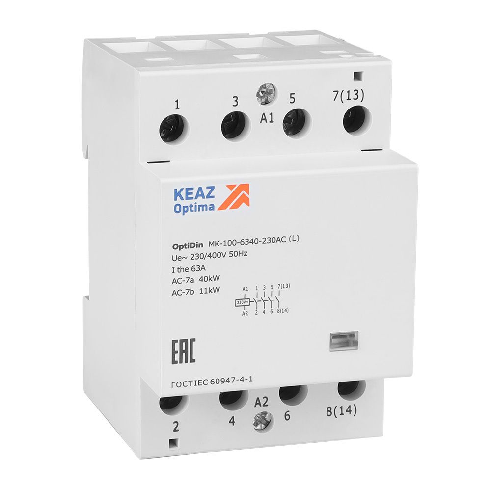 Контактор модульный OptiDin MK-100-6340-230AC (L) 63A 4НО КЭАЗ 343735