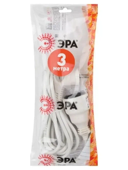 Удлинитель сетевой электрический с заземлением UX-1е-3m ЭРА / Сетевой фильтр 1 розетка, 3м, 10А, 3x0,75мм2