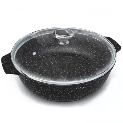 Жаровня литой алюминий 3л «Neva Granite» со стекл. крышкой NG6530