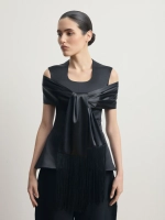 Атласный шарф с бахромой "Lune Satinée"