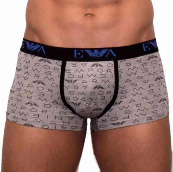 Мужские трусы Emporio Armani боксеры серые с принтом