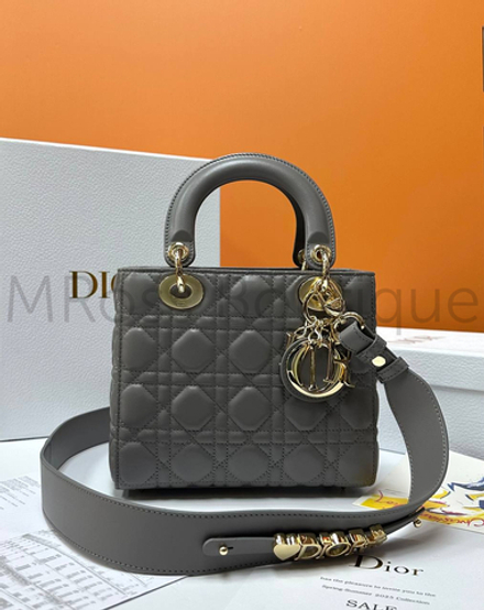 Женская сумка Lady Dior My ABC квадратная темно-серого цвета