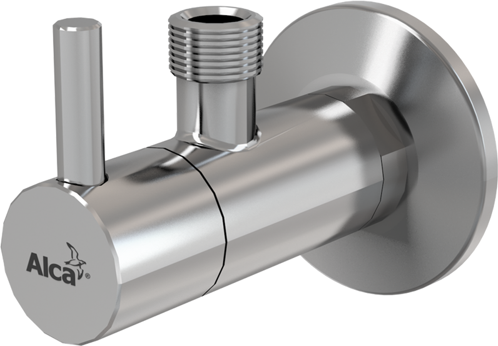 Угловой вентиль с фильтром Alcadrain 1/2" × 3/8", круглый, хром (ARV001)