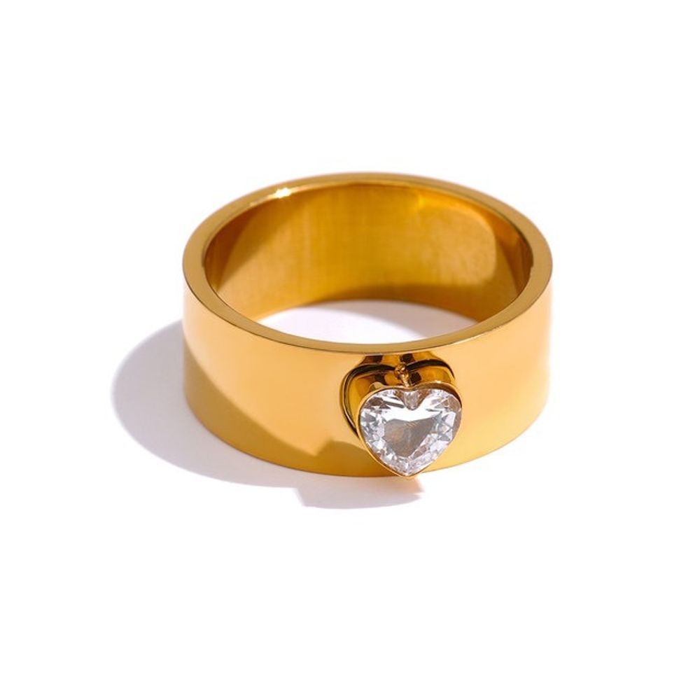 Кольцо золото Кристалл Сердце